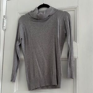 Gray Cowl Neck Sweater with Lightweight Knit